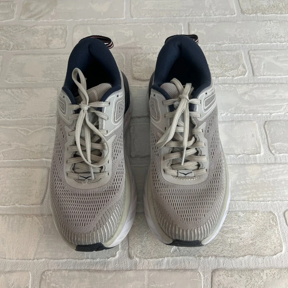 Hoka One One Bondi‎ 7 Sneakers Womens Running Shoes Lunar Rock Blue Cushioned